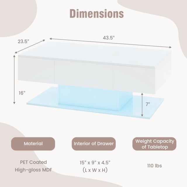 Living Room Deluxe Furniture Set-Accent Chair+Modular L-Shaped Sectional Sofa+LED Coffee Table Living Room at Gallery Canada