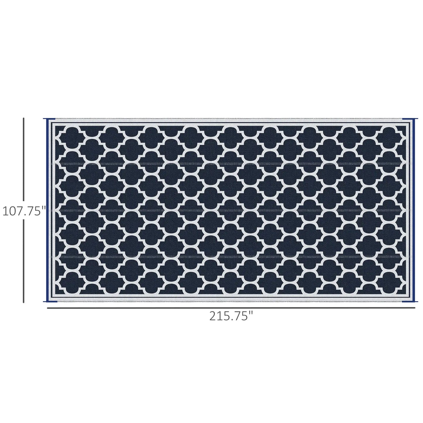 Reversible Outdoor RV Rug, 9' x 18', White, Patio Mat, Dark Blue Outdoor Reversible Rugs at Gallery Canada