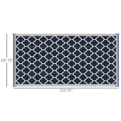 Reversible Outdoor RV Rug, 9' x 18', White, Patio Mat, Dark Blue Outdoor Reversible Rugs at Gallery Canada