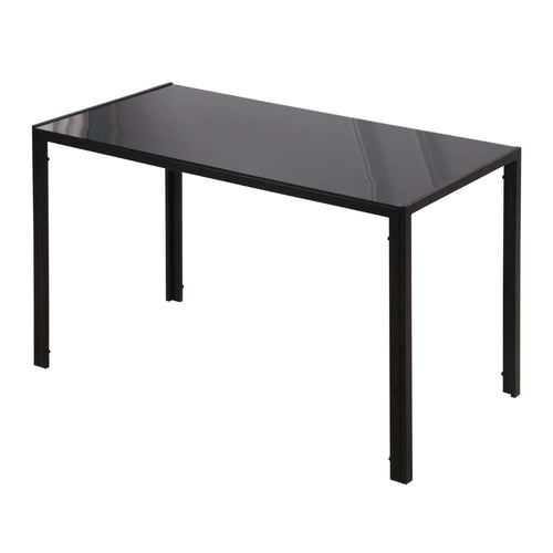 Rectangular Kitchen Table for 4, Tempered Glass Tabletop, Black