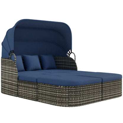 6-Piece Patio Set, PE Rattan Outdoor Daybed, Canopy, Lift Up Table Patio Furniture Sets at Gallery Canada