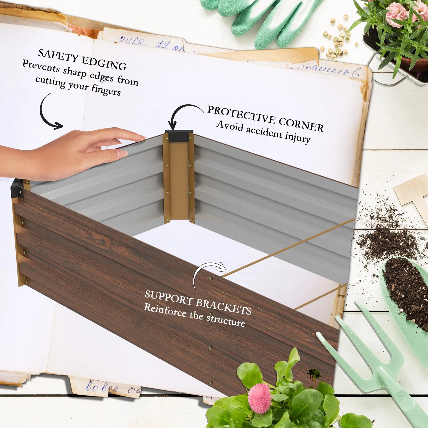 8'x2'x1' Galvanized Raised Bed, Elevated Planter Box, Dark Brown Raised Garden Beds at Gallery Canada