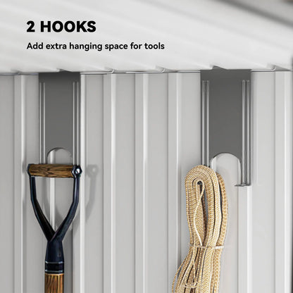 6.5x4FT Galvanised Metal Shed, Foundation Kit, Sliding Doors, Vents, Green