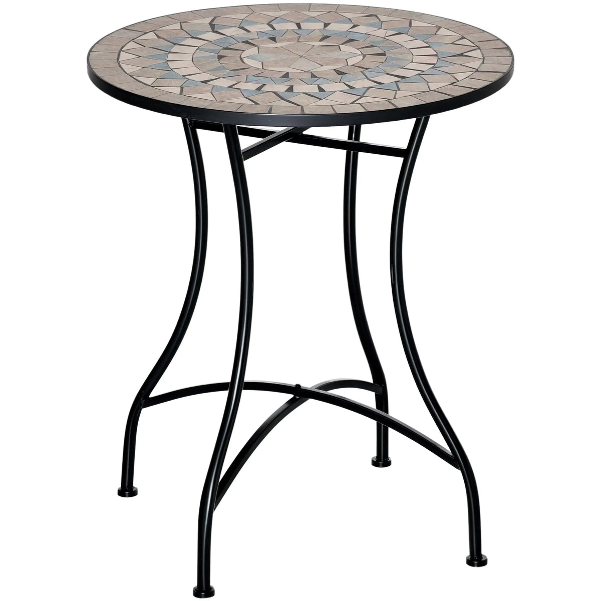 Round Mosaic Patio Table, Metal Frame, Outdoor Garden Furniture, Green Patio Side Tables at Gallery Canada