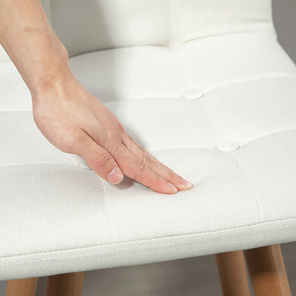 Modern Bar Stools Set of 2, 38" Upholstered, Solid Wood Legs, White Bar Stools at Gallery Canada