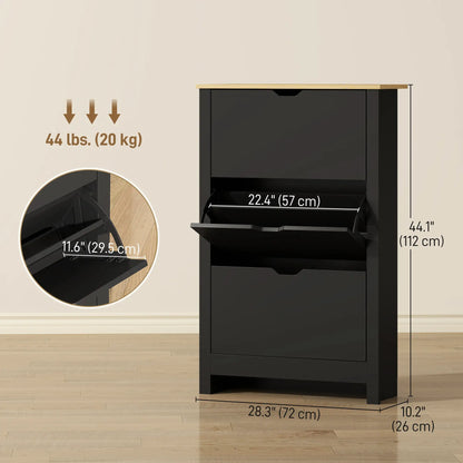 Shoe Storage Cabinet, 3 Flip Drawers, Adjustable Shelves, Black Shoe Storage Cabinets & Racks at Gallery Canada