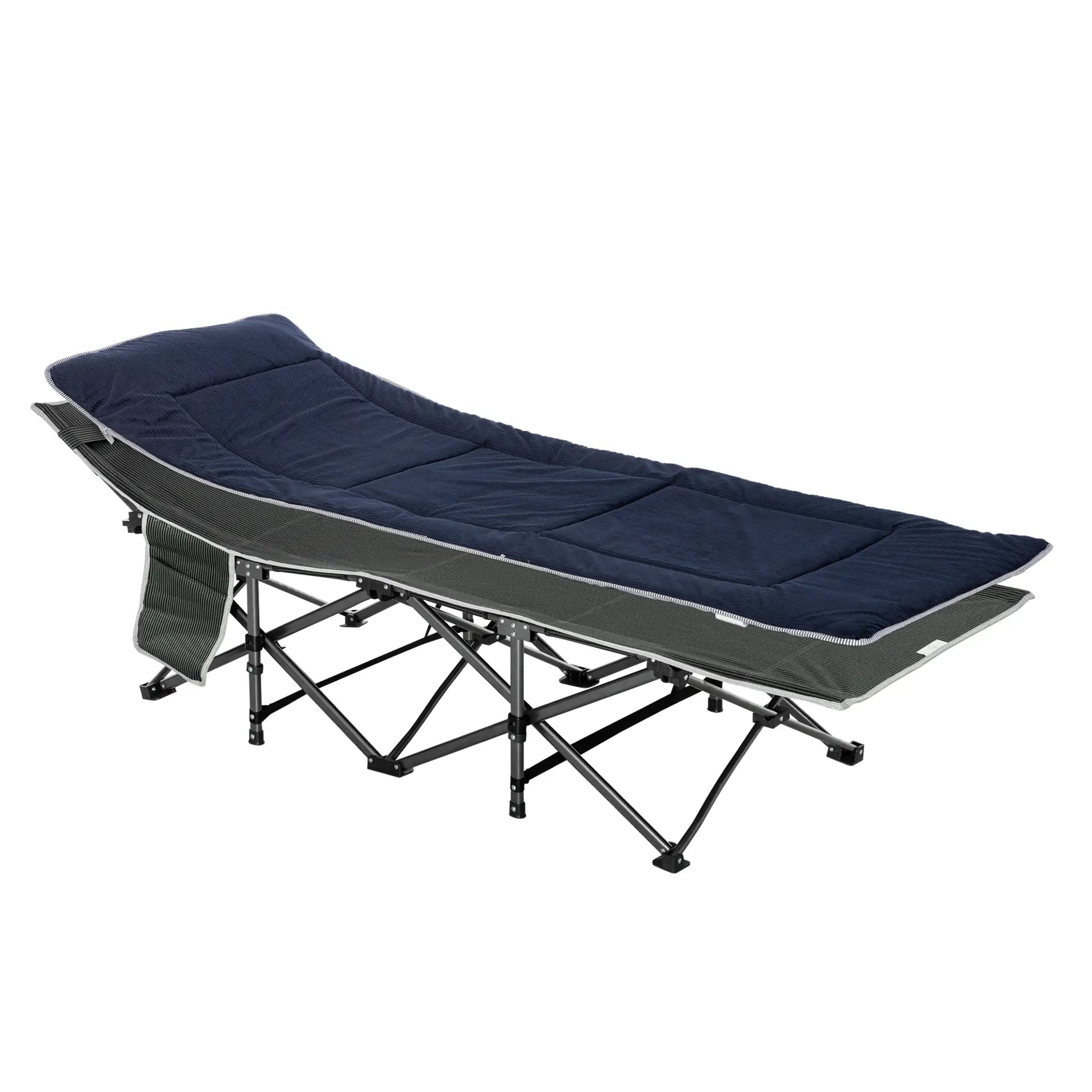 Folding Camping Cot with Mattress, Pillow, Double Layer Oxford, Carry Bag, Grey and Blue, Grey, Blue Camping Cots at Gallery Canada