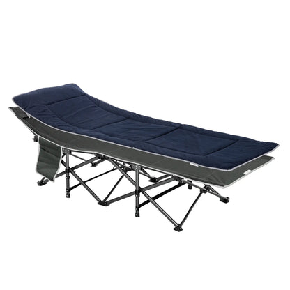 Folding Camping Cot with Mattress, Pillow, Double Layer Oxford, Carry Bag, Grey and Blue, Grey, Blue Camping Cots at Gallery Canada