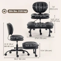 Ergonomic Cross Legged Office Chair, Swivel Meditation Desk Chair, Black