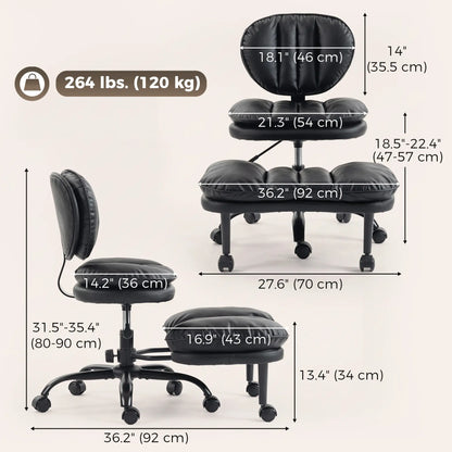 Ergonomic Cross Legged Office Chair, Swivel Meditation Desk Chair, Black