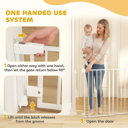 28.3-42.7 In Wide Dog Gate, Dual Locks, White Pet Gates at Gallery Canada