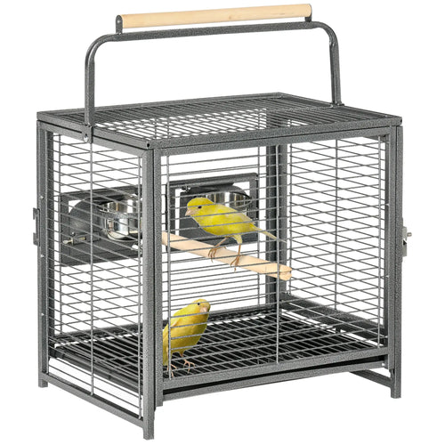 Bird Travel Cage for Parrots, Conures, African Grey, Black