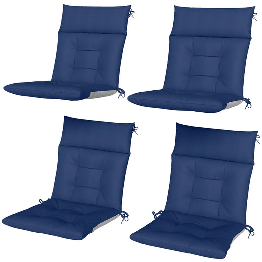 Patio Chair Cushions Set of 4, Waterproof Non-Slip, 44"x21", Navy Blue Patio Chair Cushions Navy Blue, Grey at Gallery Canada