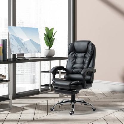 High Back Office Chair, PU Leather, Retractable Footrest, Padded Armrest, Black Executive & Manager Chairs at Gallery Canada