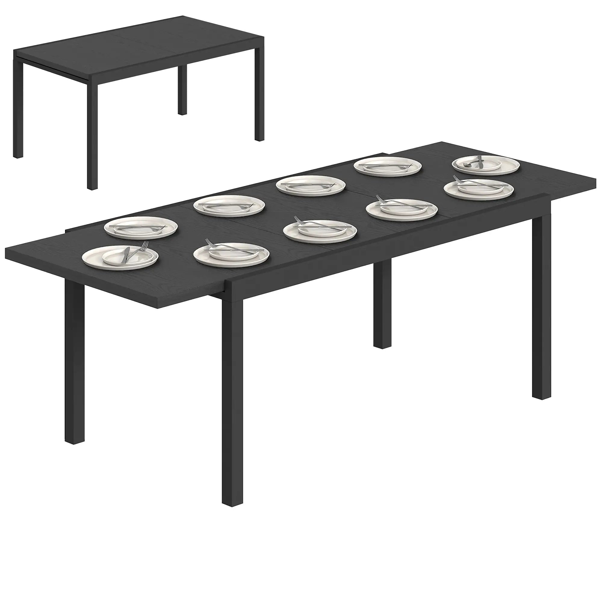 Expandable Aluminum Patio Dining Table, 84.3
