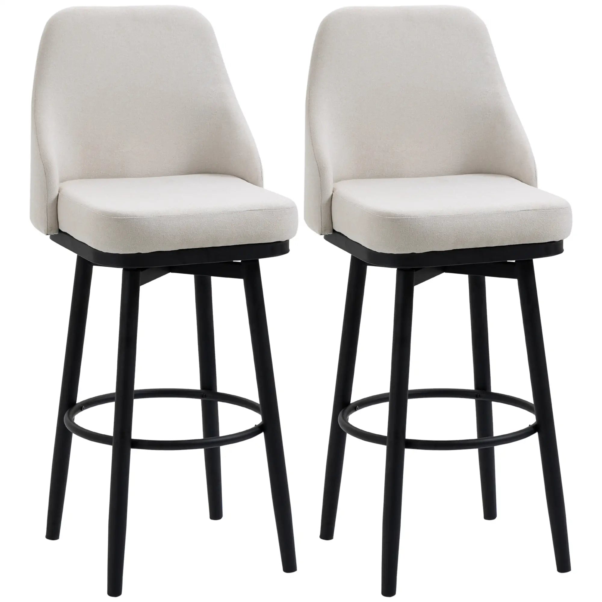Extra Tall Bar Stools Set of 2, 360° Swivel, Cream White Bar Stools Cream at Gallery Canada