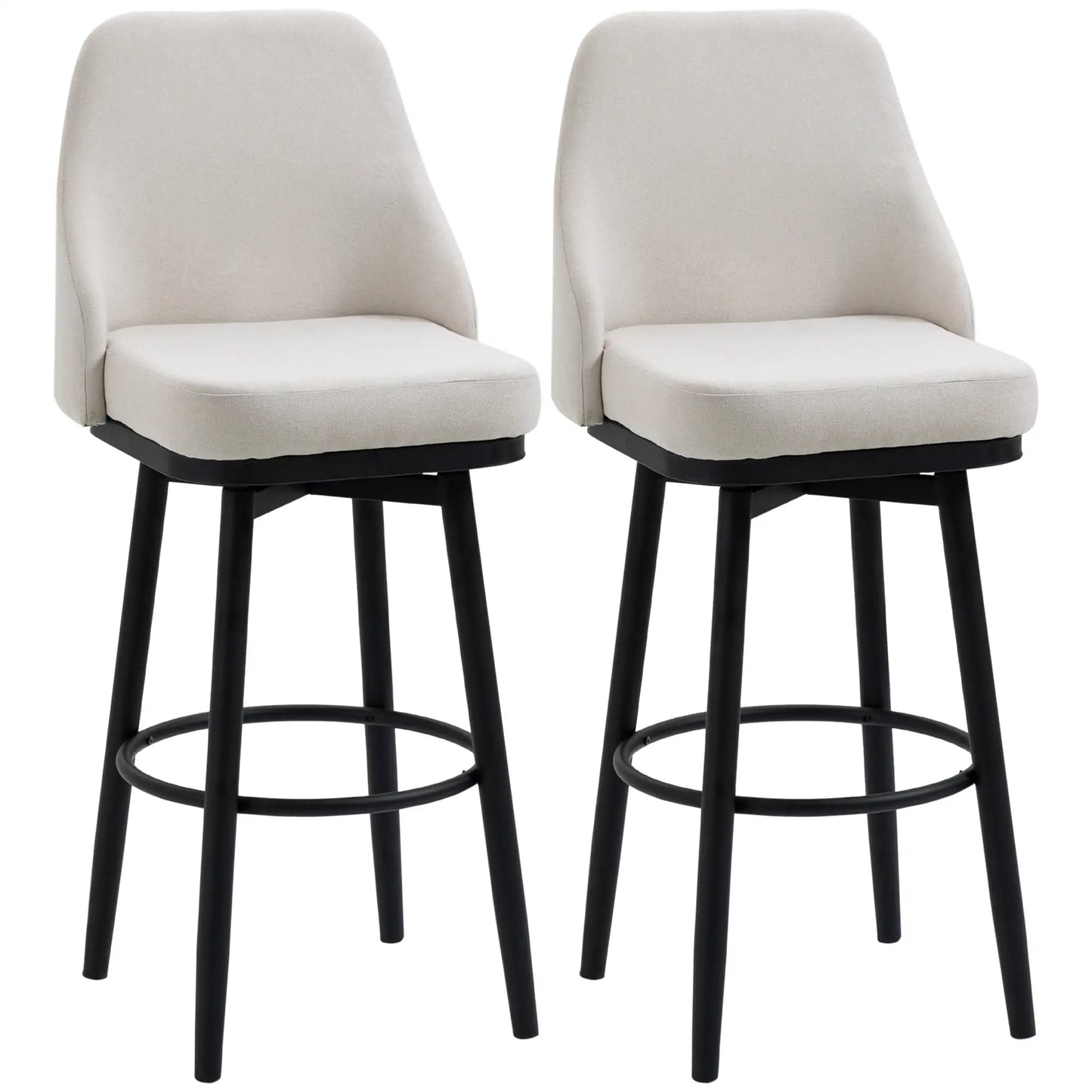 Extra Tall Bar Stools Set of 2, 360° Swivel, Cream White Bar Stools Cream at Gallery Canada