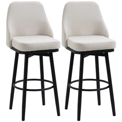 Extra Tall Bar Stools Set of 2, 360° Swivel, Cream White Bar Stools Cream at Gallery Canada