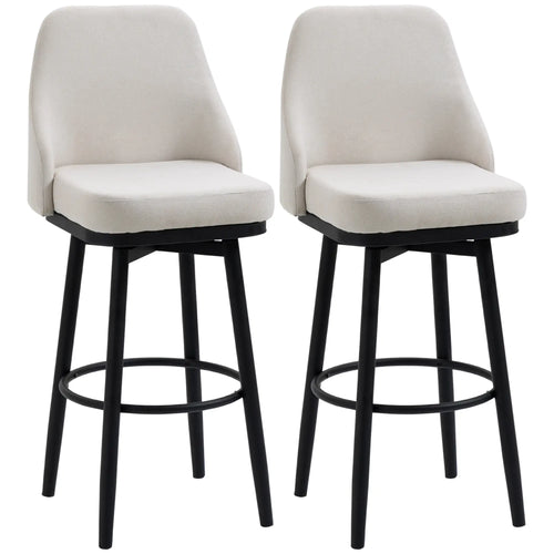 Extra Tall Bar Stools Set of 2, 360° Swivel, Cream White