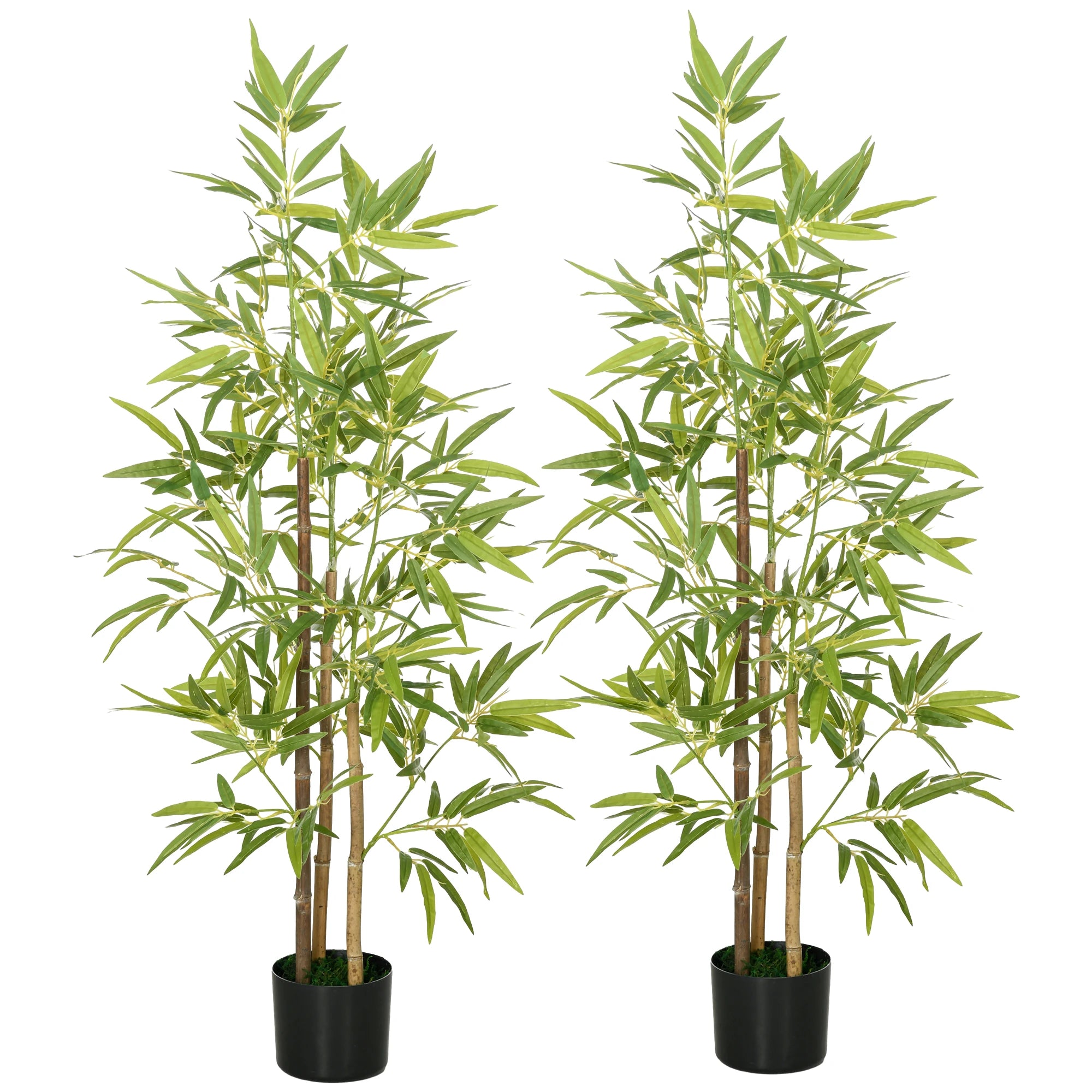 Set of 2 4ft Artificial Bamboo Tree, Indoor with Pot, Home Office Decor Artificial Trees Green, Black at Gallery Canada