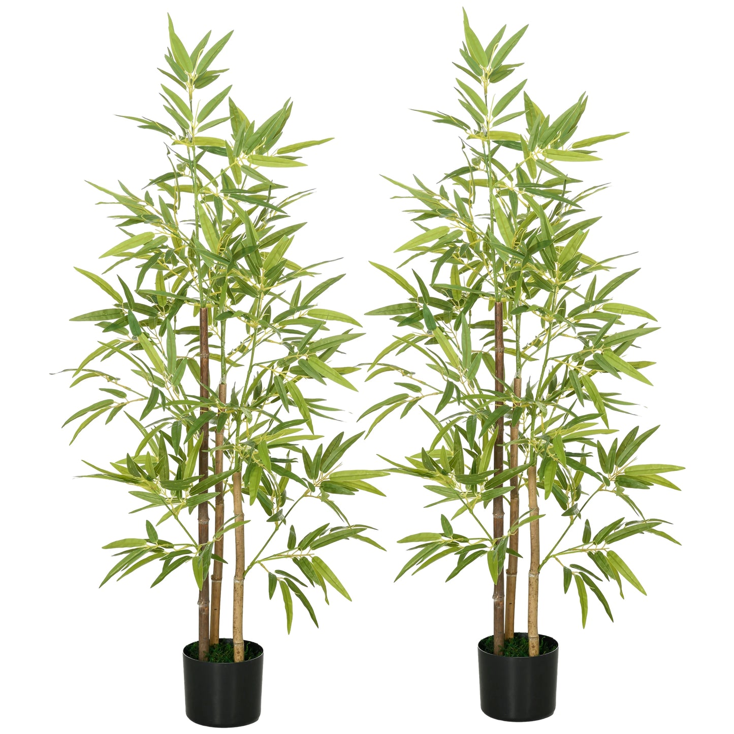 Set of 2 4ft Artificial Bamboo Tree, Indoor with Pot, Home Office Decor Artificial Trees Green, Black at Gallery Canada