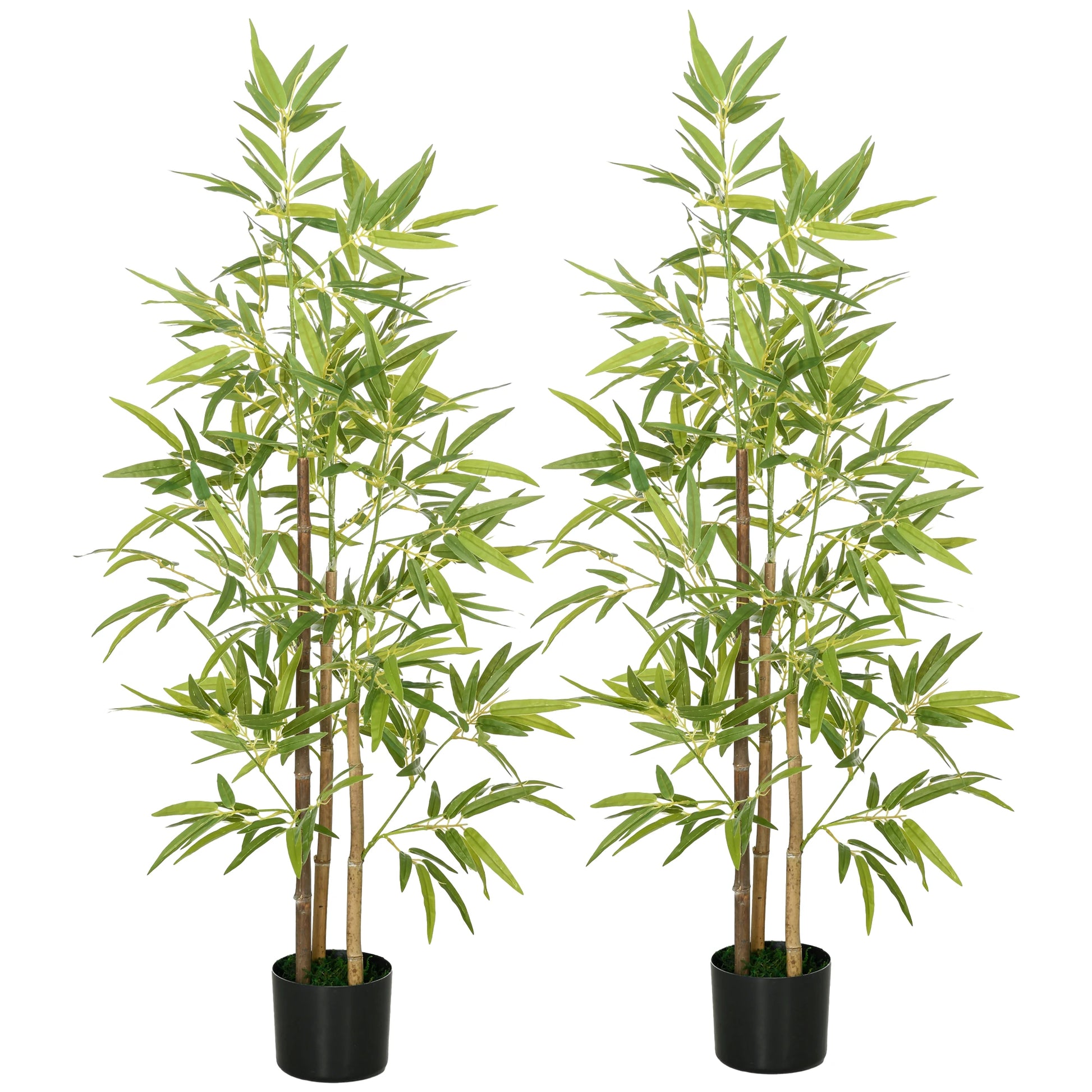 Set of 2 4ft Artificial Bamboo Tree, Indoor with Pot, Home Office Decor Artificial Trees Green, Black at Gallery Canada