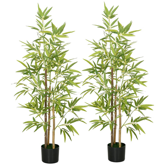 Set of 2 4ft Artificial Bamboo Tree, Indoor with Pot, Home Office Decor Artificial Trees Green, Black at Gallery Canada