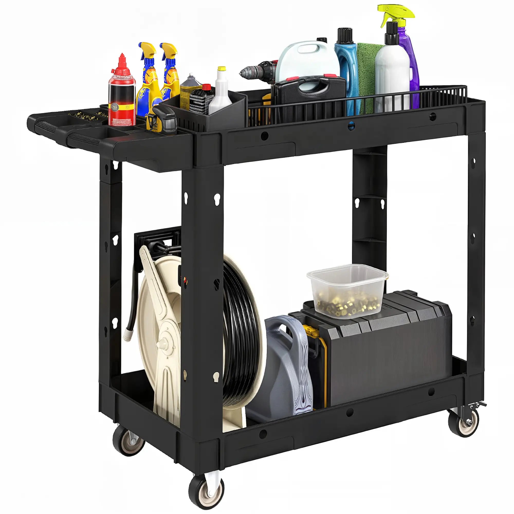 2-Tier Rolling Tool Cart, 500 LBS Capacity, Black Tool Organizers at Gallery Canada