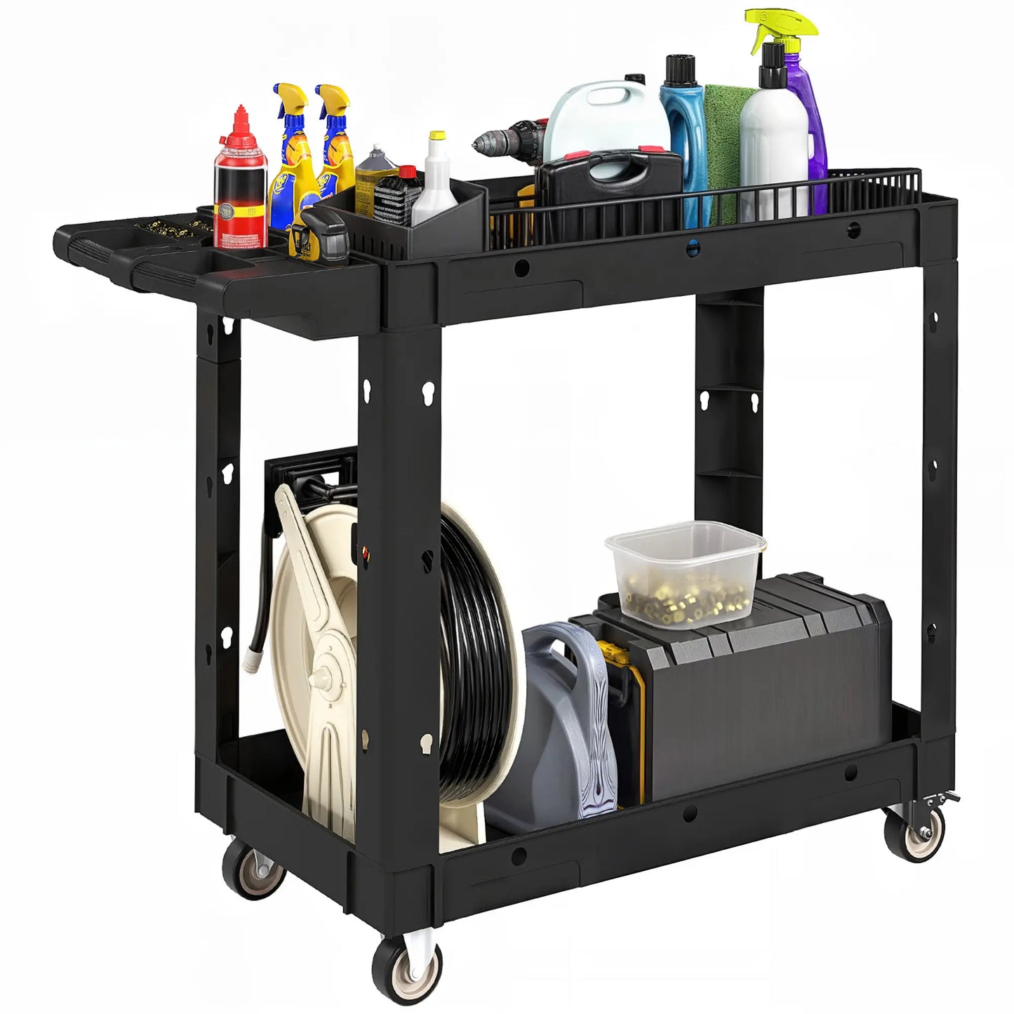 2-Tier Rolling Tool Cart, 500 LBS Capacity, Black Tool Organizers at Gallery Canada