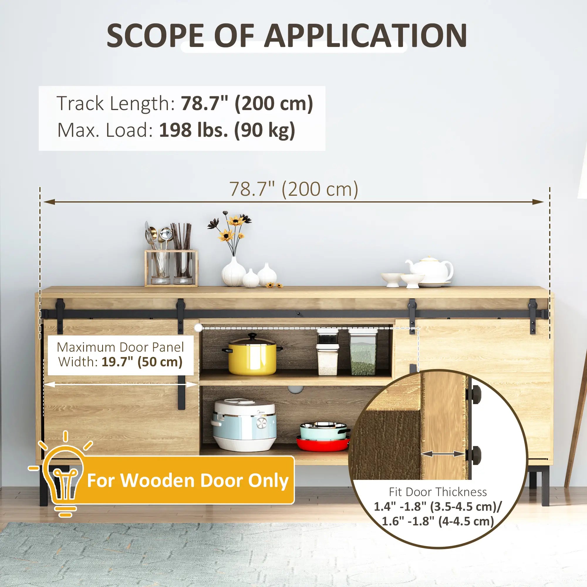 Mini Sliding Barn Door Hardware Kit, Double Doors, 17.7