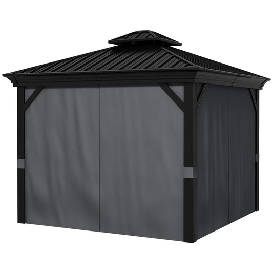 10' x 12' Outdoor Gazebo, Galvanized Canopy, Netting Sidewalls, Dark Grey Gazebos Dark Grey at Gallery Canada