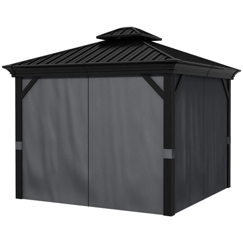 10' x 12' Outdoor Gazebo, Galvanized Canopy, Netting Sidewalls, Dark Grey