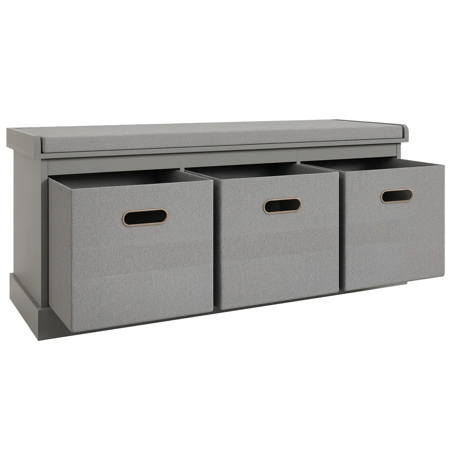 Shoe Storage Bench with Seat, 3 Fabric Drawers, Grey Shoe Storage Cabinets & Racks at Gallery Canada