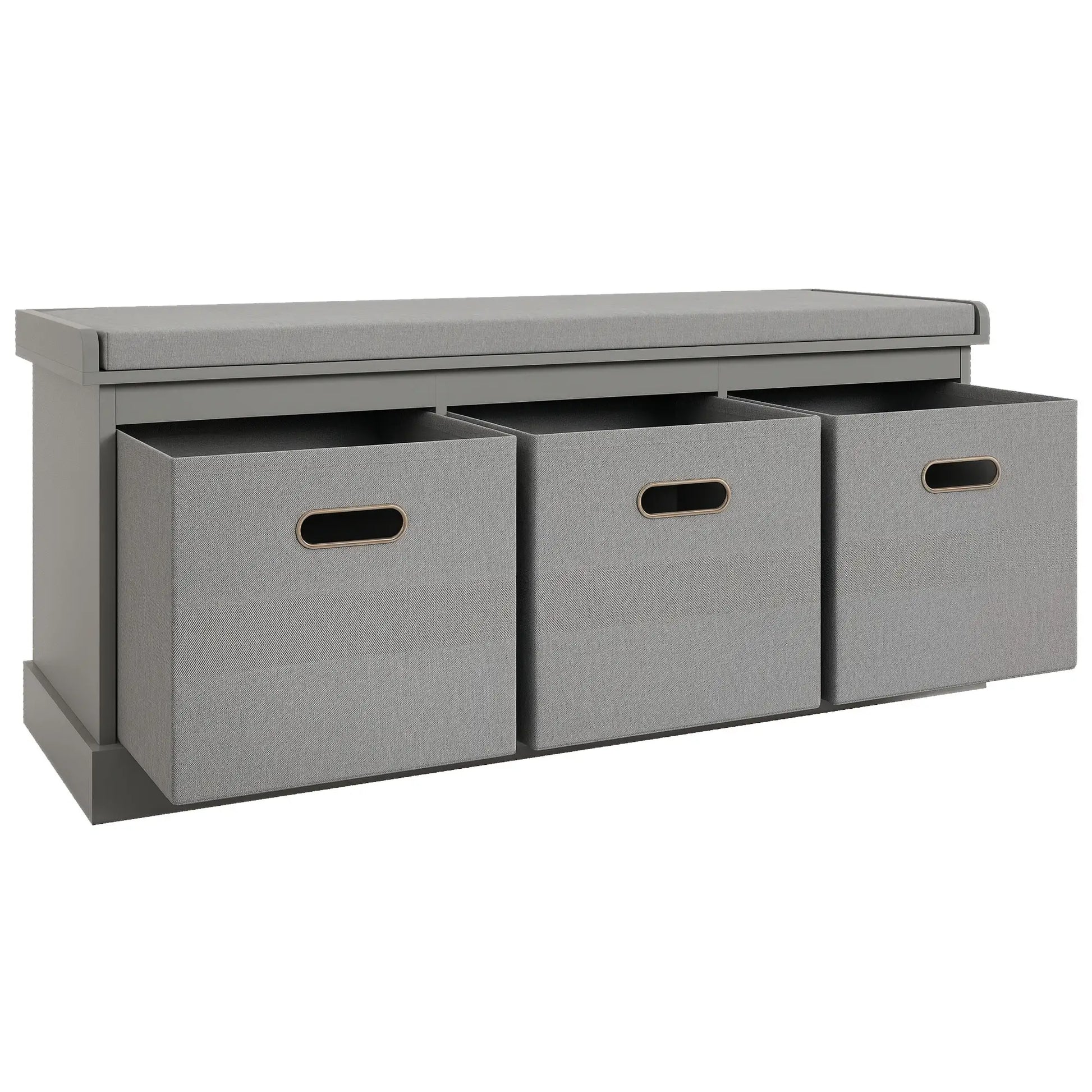 Shoe Storage Bench with Seat, 3 Fabric Drawers, Grey Shoe Storage Cabinets & Racks at Gallery Canada