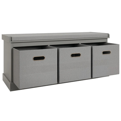 Shoe Storage Bench with Seat, 3 Fabric Drawers, Grey Shoe Storage Cabinets & Racks at Gallery Canada