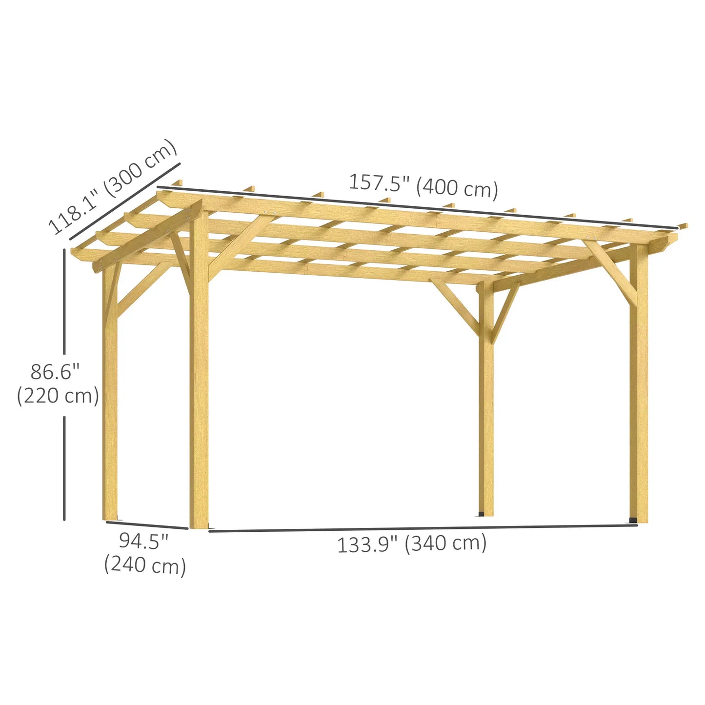 10' x 13' Wood Pergola, Outdoor Gazebo for Garden, Patio Pergolas at Gallery Canada