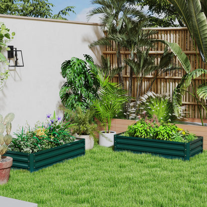 4' x 2' x 1' Parterre de jardin surélevé, Lot de 2 bacs à plantes galvanisés