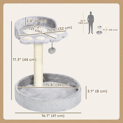 17" Small Cat Tree, Sisal Scratching Post, Dangling Ball, Bed, Light Grey Cat Trees at Gallery Canada