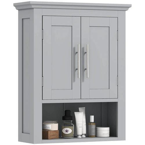 Bathroom Wall Cabinet, Medicine Storage with Shelf, Grey