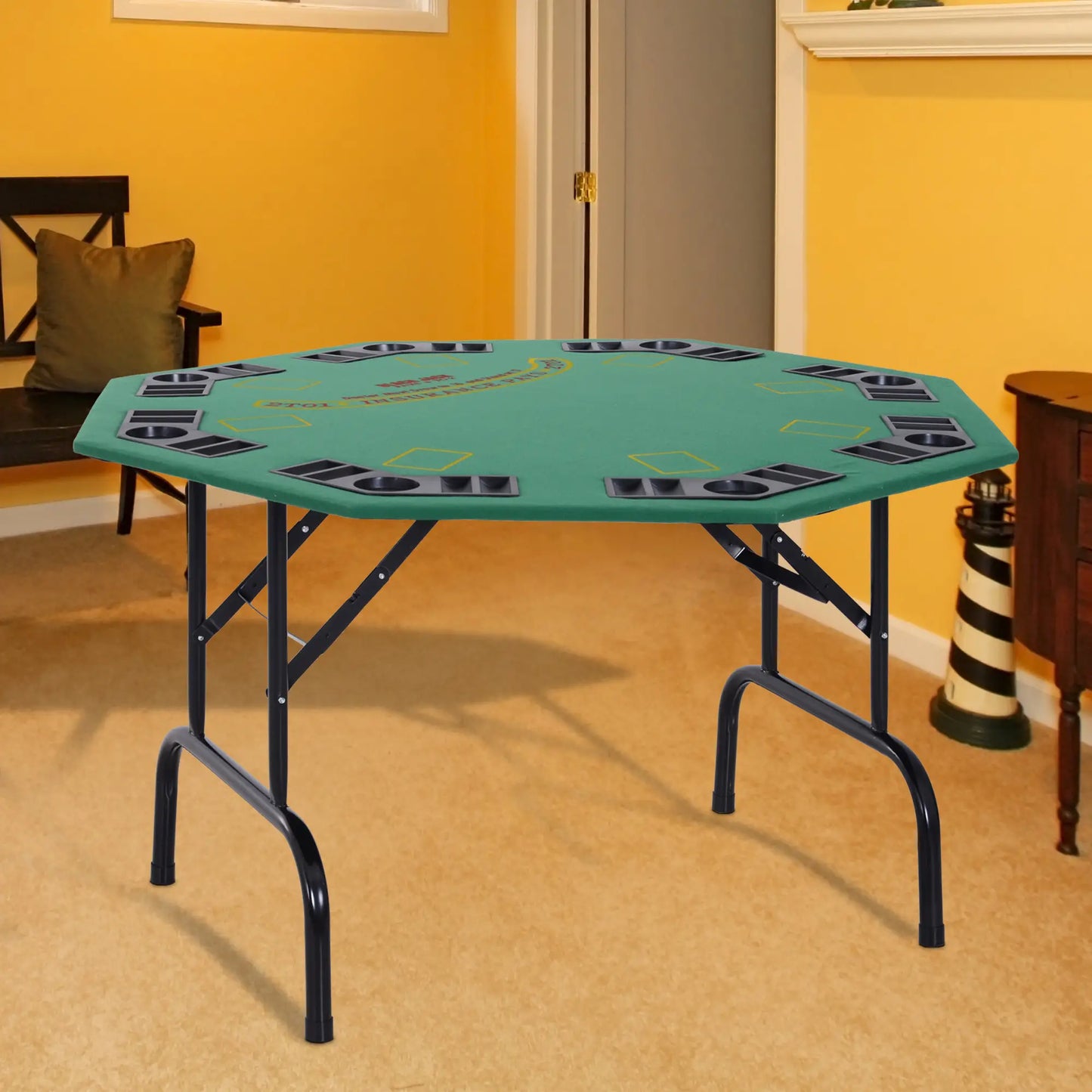 47" Folding Poker Table, Octagon Blackjack Table for 8, Green Game Tables at Gallery Canada