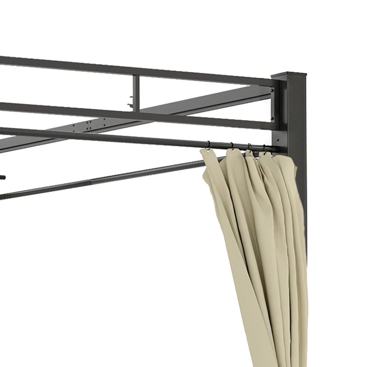 10' x 10' Outdoor Gazebo, Retractable Pergola Canopy With Curtains, Beige