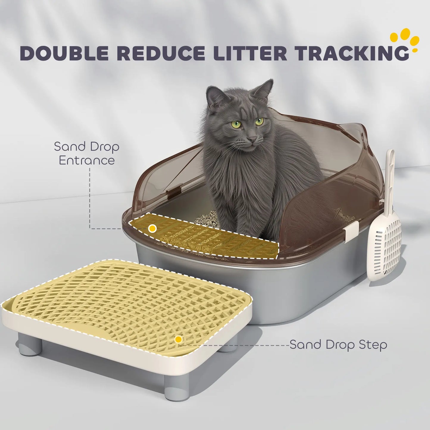 Stainless Steel Cat Litter Box, High Sided Enclosure, Step, Scoop Cat Litter Box Enclosures at Gallery Canada