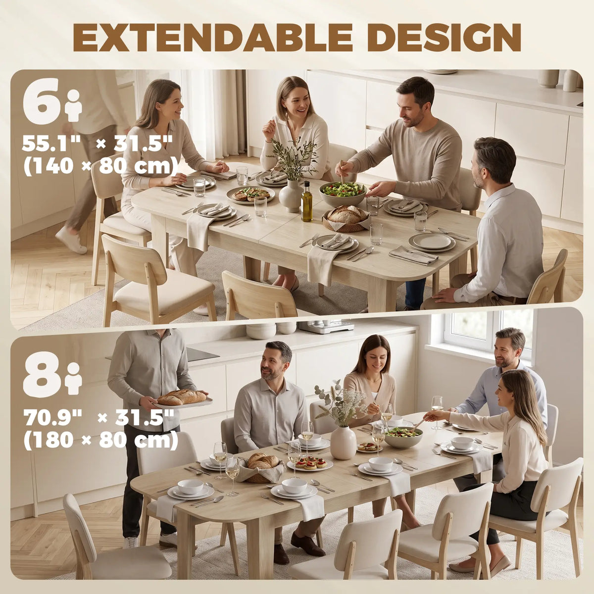 Extendable Oval Dining Table, 4-6, Oak
