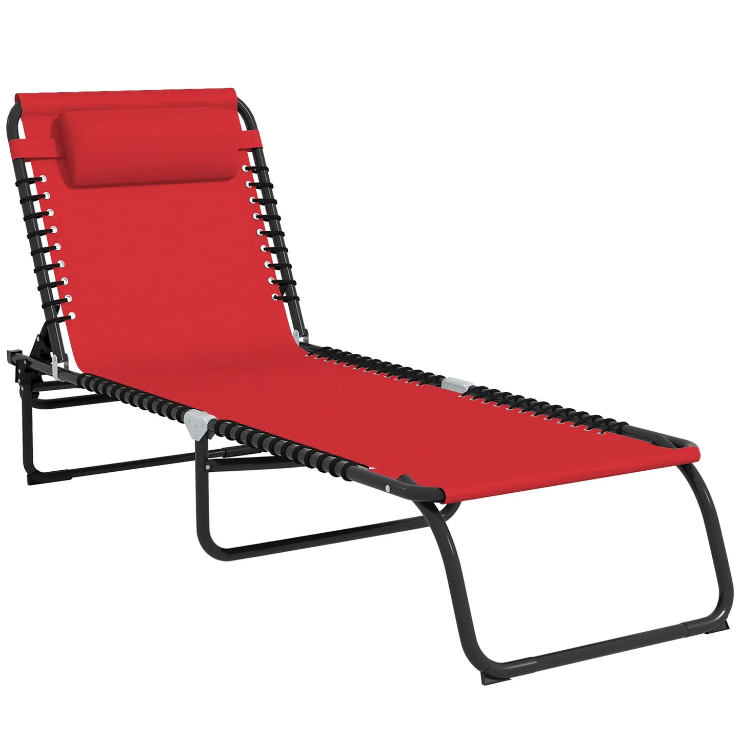 Outdoor Folding Lounge Chair, 4-Level Adjustable, Wine Red Lounger Chairs Wine Red at Gallery Canada