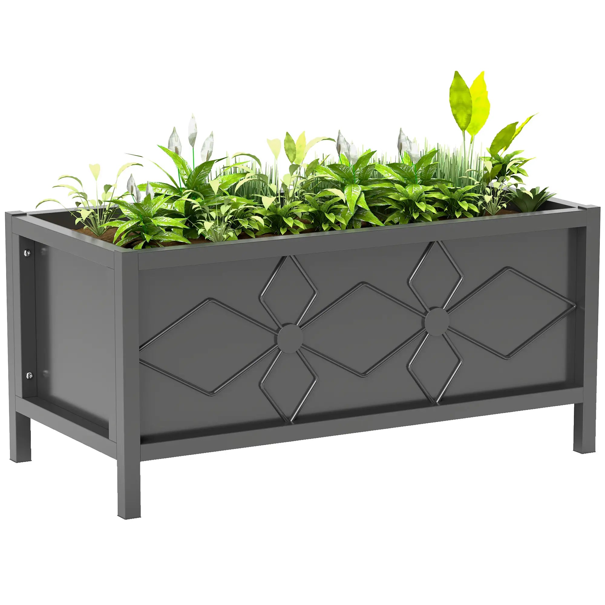 Galvanized Raised Garden Bed, Metal Flower Bed, Outdoor Planter Box for Herbs Raised Garden Beds at Gallery Canada