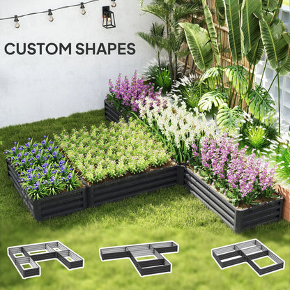 Steel Raised Garden Bed, Set of 5, 8x8x1ft, Dark Grey Raised Garden Beds at Gallery Canada