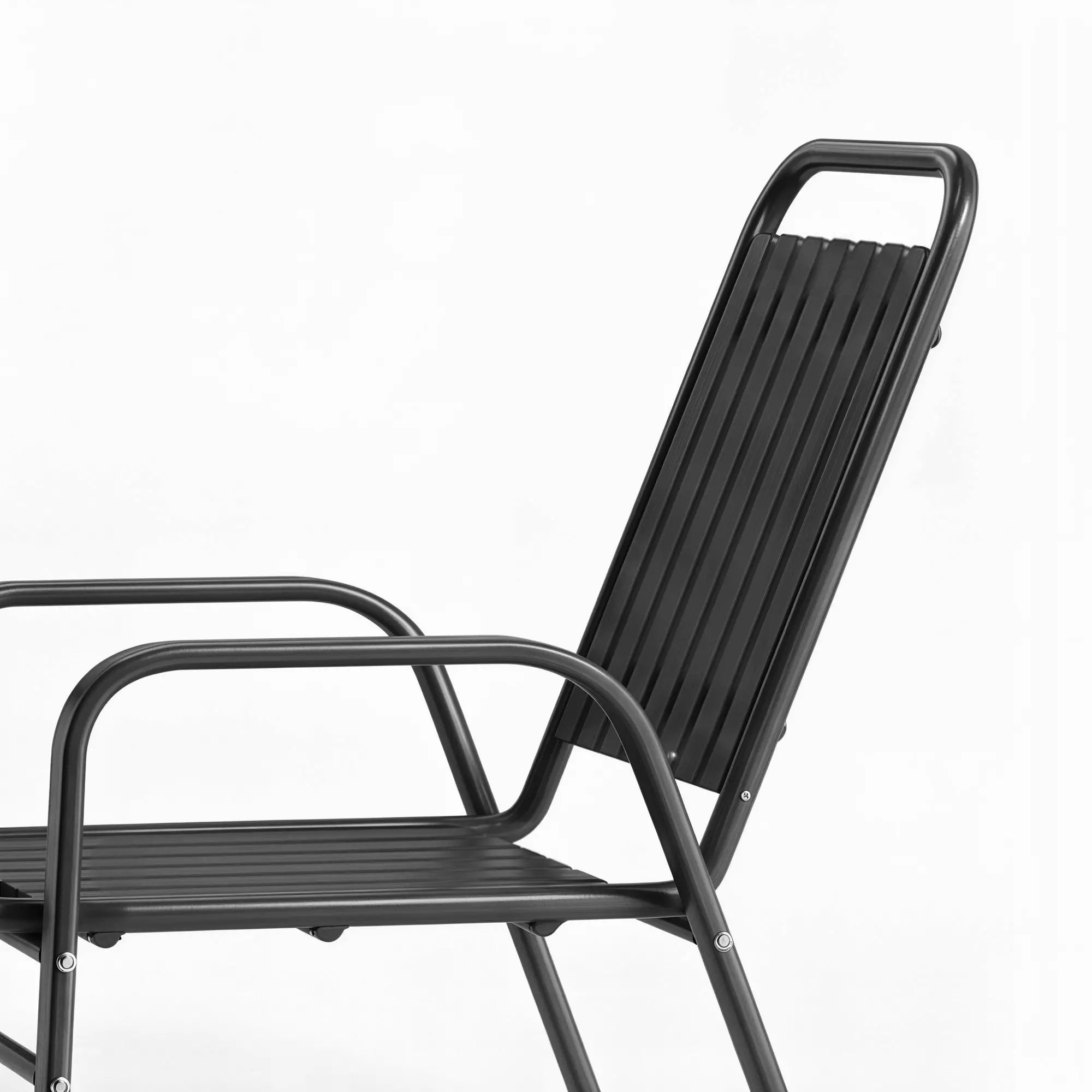 Stackable Outdoor Dining Chairs Set Of 2, Black Patio Chairs at Gallery Canada