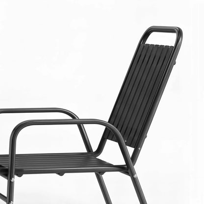 Stackable Outdoor Dining Chairs Set Of 2, Black Patio Chairs at Gallery Canada