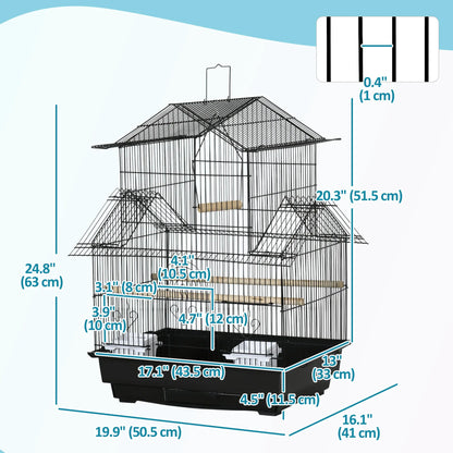 25" Bird Cage with Perch, Swing, Food Container, Slide-out Tray Bird Cages at Gallery Canada
