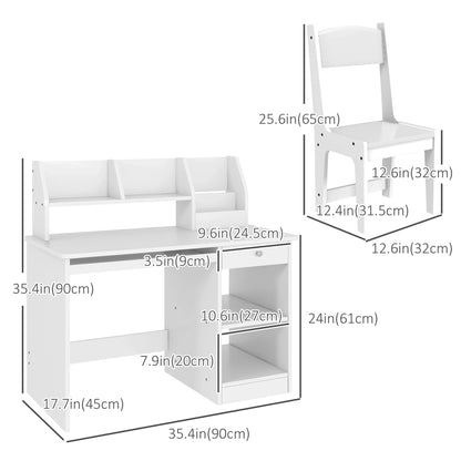 Kids Desk and Chair Set, Study Table for 5-8 Year Old, White Kids Desk Sets at Gallery Canada